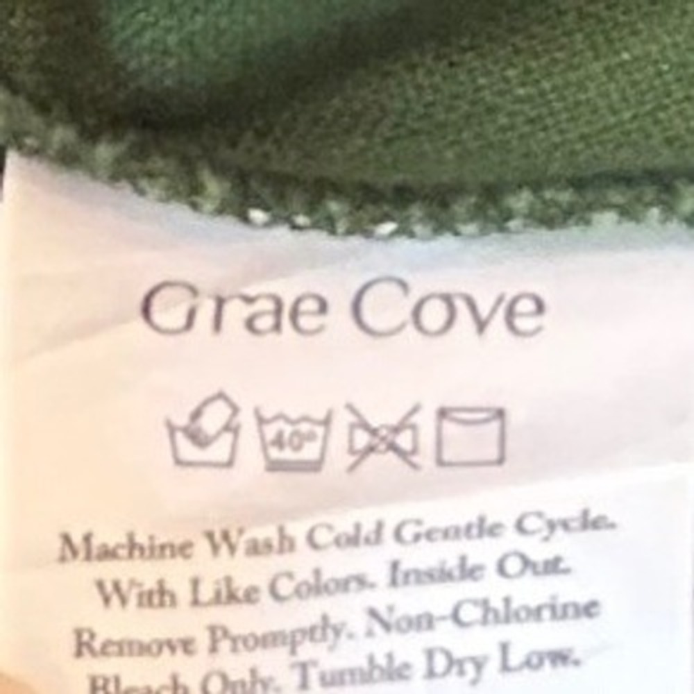 Grae Cove Wrap Dress Med Large Green 100% Linen Midi Pockets Minimalist Boutique - Picture 6 of 7